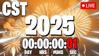 NEW YEAR'S 2025 COUNTDOWN LIVE  24/7 & Central Standard Time, CST New Year Countdown!