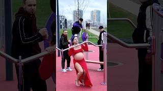 Fake Belly sport mommy  Are Guy’s reaction the best?  LA ELVÍRA #kawaii #shorts