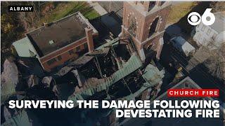 SKYEYE6: Drone footage shows aerial view of damage to Baptist church