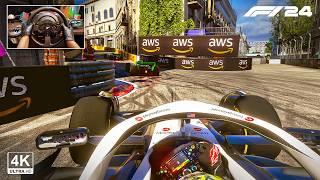 Oliver Bearman's Haas VF-24 - F1 24 Azerbaijan GP BAKU 100 % Race | Steering Wheel Gameplay