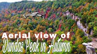 Aerial view of Dundas Peak and Tews Falls in Autumn #travelontario #Hamilton #fallseason