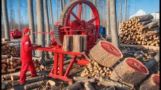 Fastest Automatic Firewood Processing Machine | Homemade Modern Wood Cutting Chainsaw Machines #17