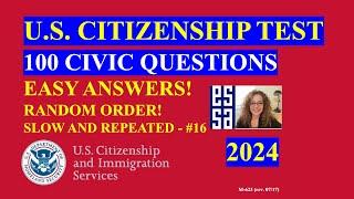 2024 Random 100 Civics Questions and Answers: US Citizenship Interview | Slow Easy Answer 16