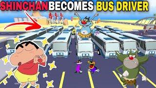 SHINCHAN AND OGGY BECOMES BUS DRIVER | DUDE THEFT WARS FUNNY GAMING