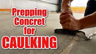 Cleaning, CAULKING and SCRAPING Concrete Relief Joint Cuts - Shop Build part 17