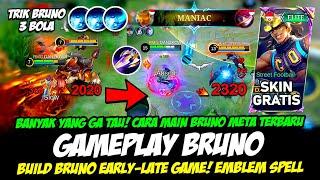 BRUNO SKIN GRATISTIPS MAIN BRUNO META TERBARU + BUILD BRUNO TERSAKIT 2024GAMEPLAY BRUNO TOP GLOBAL