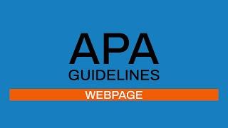 APA Guidelines 7th edition: Webpage