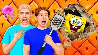 STUCK IN SPONGEBOB'S WORLD FOR 24 HOURS ! CHALLENGE