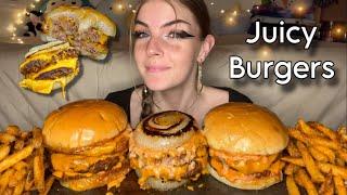 BIG JUICY CHEESEBURGERS AND FRIES MUKBANG! (Vegan) (No Talking)