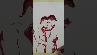 Stunning Watercolor Painting: Male Couple in Focus #shorts by #zakpopart