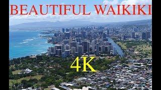 BEAUTIFUL WAIKIKI FROM ABOVE, OAHU HAWAII DRONE 4K