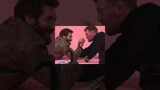 Conor McGregor and Jake Gyllenhaal arm wrestle with dogs playing around.  #shorts