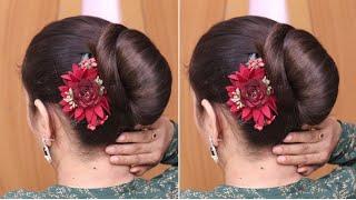 Nice! Beautiful Low Bun Hairstyle Without Clutcher | Very Easy Juda Bun Hairstyle For Summer 2024