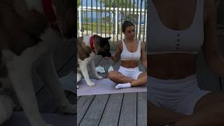 Fitness Girl's Funny Moments with Adorable Workout Pup!