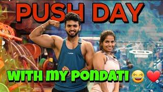 Push Day Vlog with my Pondadi #workout #pushday #couple #couplegoals #workoutmotivation #tamil