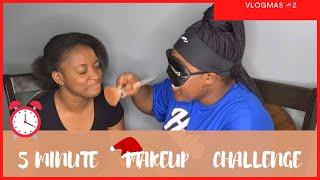 5 MINUTE MAKE UP CHALLENGE BLINDFOLDED || ft @DebbysCorner