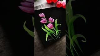  BEAUTIFUL Tulips   Flower Painting Using Round Brush Technique #shorts #art