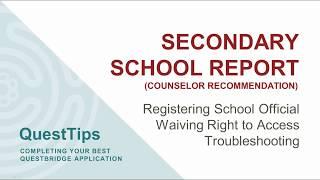 QuestTips: School Report (Counselor Recommendation)