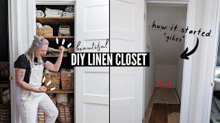 I built this entire linen closet by myself! | DIY Closet Transformation Part 1