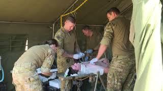 Australian Army Medics, Nurses and Doctors conduct simulated casualty drill