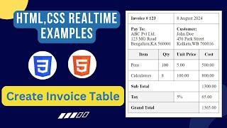 create invoice table | table tag in html | html tutorials in telugu | table tag #html#csworldtelugu