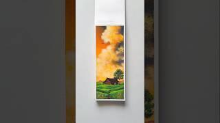Sunset Dreams on a Bookmark  #artshorts #acrylicart #acryliconpaper #sunset #bookmarkpainting