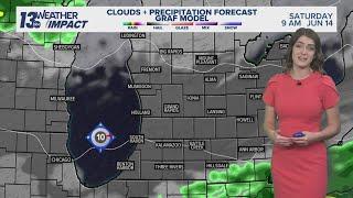 13 ON YOUR SIDE Forecast: Isolated Shower Chance Friday; Weekend Trending Dry