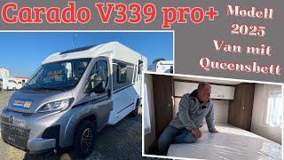 CARADO V339 PRO+ * Modell 2025 * preiswertes Van-Wohnmobil mit Queensbett * kleine Roomtour