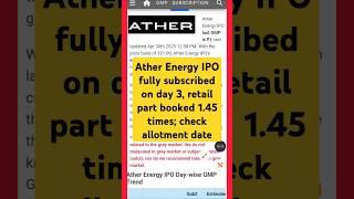 Ather Energy IPO GMP AND SUBSCRICTION DATE#atherenergyipo #IPO#GMP#tranding #SHORTS