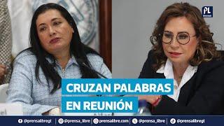An exchange of words between Blanca Alfaro, Sandra Torres, and Manuel Baldizón's son at a meeting...