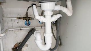 COLOCACIIÓN DEL SIFÓN DEL FREGADERO Y CONEXKIÓN DEL LAVAVAJILLAS . #elmanitasentucasa#sifones#atasco