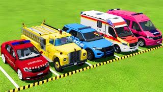 TRANSPORTING POLICE CARS, FIRE DEPARTMENT and AMBULANCE VEHICLES WITH TRUCKS ! Farming Simulator 22