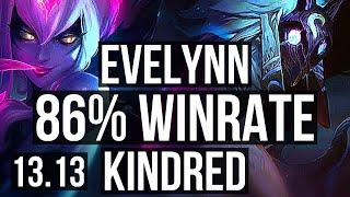 EVELYNN vs KINDRED (JNG) | 86% winrate, 7/1/3, Godlike | EUW Master | 13.13