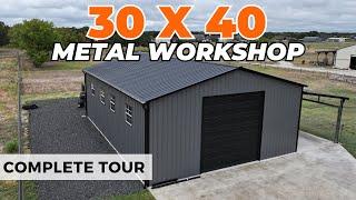 30x40 Metal Workshop Tour | Texas Metal Buildings with Porch | WolfSteel Buildings