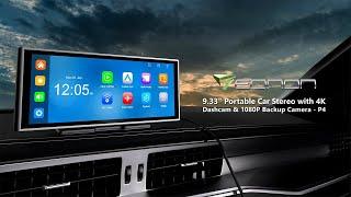 2024 Eonon P4 Wireless Apple CarPlay & Android Auto Portable Car Screen w/ 4K Dashcam & Rear Camera