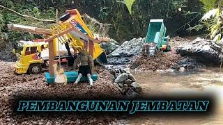 Semua truk bergotong-royong membangun jembatan  || versi miniatur truk ||