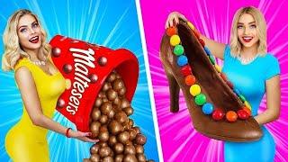 REAL FOOD VS CHOCOLATE FOOD CHALLENGE || Eating Giant Chocolate Candy! Tasty Mukbang by RATATA BOOM