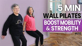 Easy 5 min Wall Pilates Workout (No Weights): For Ages 60+ and Beginners