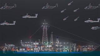 Helicopters attack warships in People Playground
