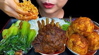 MUKBANG \\ SPICY MUTTON RIBS CURRY, FRIED TAIWAN MUSTARD, SPICY CHICKEN EGGS & WHITE RICE