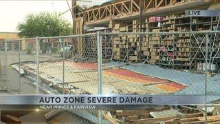 AutoZone wall torn down after Tucson storm