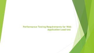 Performance Testing Requirements for Web Application Load Test