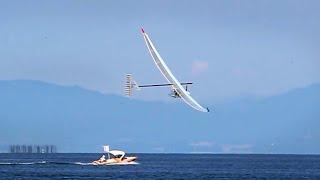 human powered flight birdman green cycle glider crash fail aircraft plane HD