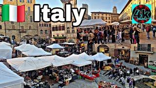  Italy walking Tour 4k 60 fps UHD Arezzo Italy Street Bazaar Market 2024   @WalkTour4K