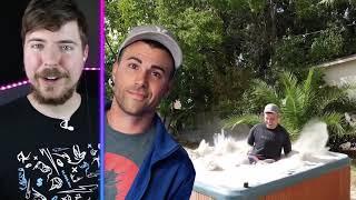 Mr. Beast and Chris reacts to Mark Rober's liquid sand hot tub.