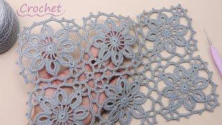 Цветочный КВАДРАТНЫЙ МОТИВ вязание крючком для начинающих Easy Crochet square motifs for beginners