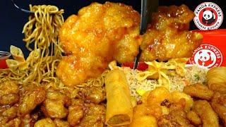 ASMR MUKBANG PANDA EXPRESS ORANGE CHICKEN, CHOW MEIN, HONEY WALNUT SHRIMP WITH FRIED CHEESE RANGOONS