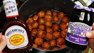 Grape Jelly & Barbecue Meatballs Recipe - on the stove!