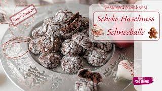 Weihnachtsplätzchen Rezepte - super einfache Schoko Haselnuss Schneebälle