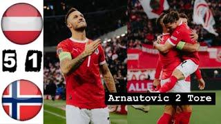 Österreich gegen Norwegen 5-1 & Alle Tore Highlights & Marko Arnautovic Tore gegen Norwegen